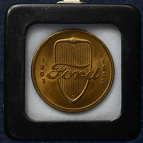 1933 Ford Thirty Years of Progress Medal Token, V8 1903-1933 Brass Bronze