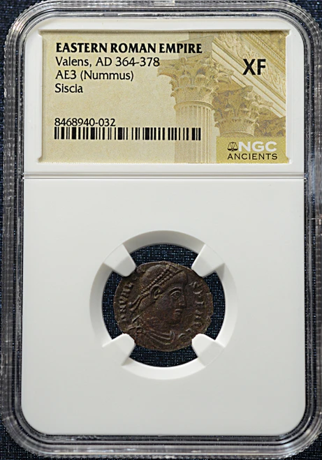 Valens, AD 364–378 – Eastern Roman Empire AE3 (Nummus) – XF – Siscia