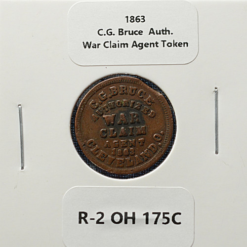 1863 C.G. Bruce Authorized War Claim Agent Token