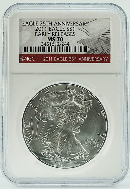 EAGLE 25TH ANNIVERSARY 2011 EAGLE S$1 EARLY RELEASES MS70 NGC
