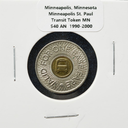 Minneapolis, Minnesota - Minneapolis St. Paul Base Fare Transit Token (MN 540 AN)