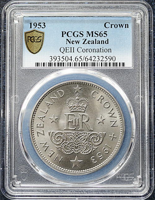 NEW ZEALAND – 1953 QUEEN ELIZABETH II CORONATION CROWN PCGS MS65