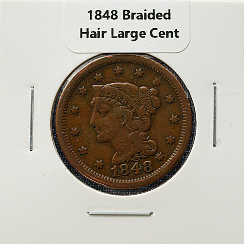 1848 Braided Hair Large Cent – U.S. Coin – VF