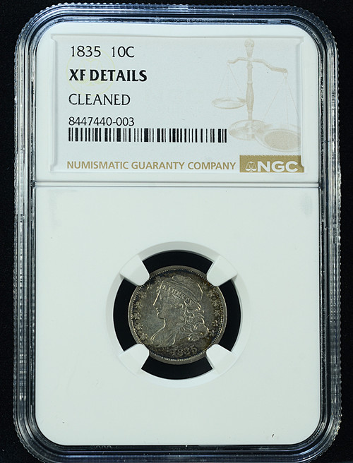 1835 Capped Bust Dime – PCGS XF Details (Cleaned)