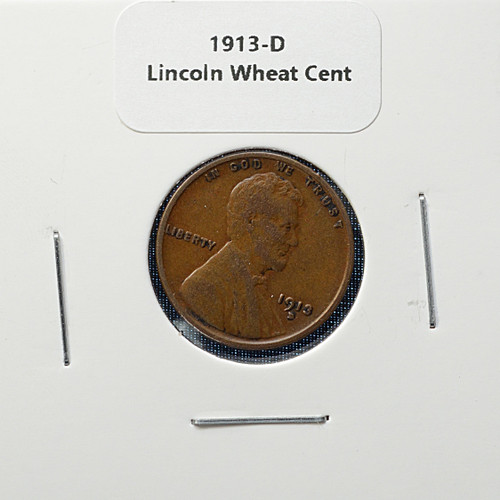 1913-D Lincoln Wheat Cent Penny | Vintage U.S. Coin | Denver Mint