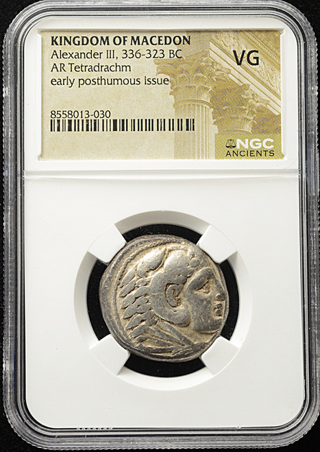 Kingdom of Macedon — Alexander III "The Great" (336–323 BC) — AR Tetradrachm — Early Posthumous Issue — VG