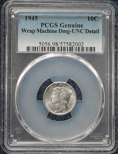 1945 Mercury Dime 10C – PCGS Genuine Wrap Machine Damage, UNC Detail