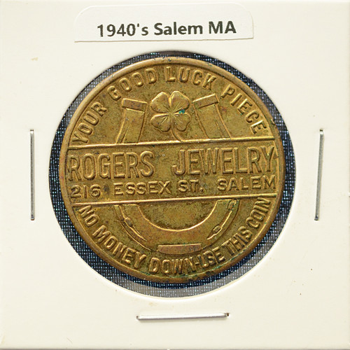 1940s Salem, Massachusetts “Good For Good Luck” Token – Rogers Jewelry