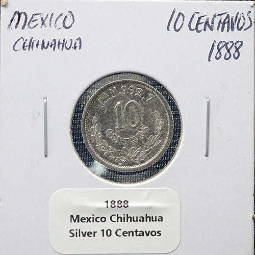 Mexico Chihuahua Silver 10 Centavos 1888 – Vintage Mexican Coin