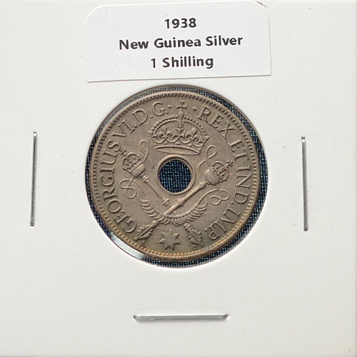 New Guinea Silver 1 Shilling 1938 – Vintage British New Guinea Coin