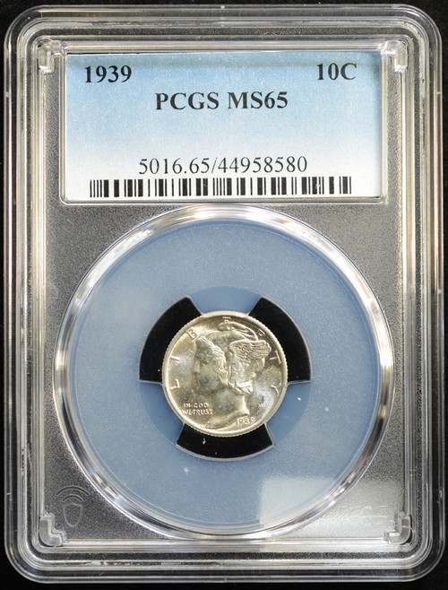 1939 Mercury Dime Silver Coin United States • Winged Liberty Head Dime • PCGS MS65 • Exceptional Mirror-Like Luster