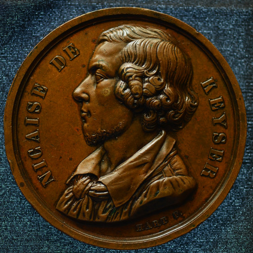 1839 Belgium Bronze Medal Honoring Nicaise de Keyser – Engraved by Hart