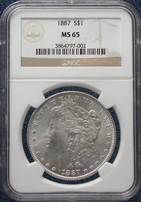 1887 $1 Morgan Silver Dollar – NGC MS65 (Gem Uncirculated) | Vintage Early NGC "Fatty" Slab