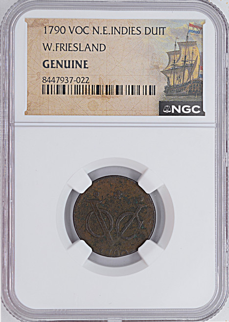 1790 Dutch East Indies – VOC Duit West Friesland Mint • Netherlands East India Company (VOC) • Genuine