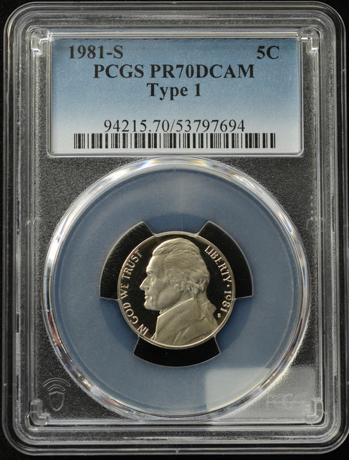 1981-S Jefferson Nickel – PCGS PR70DCAM – Type 1 Proof