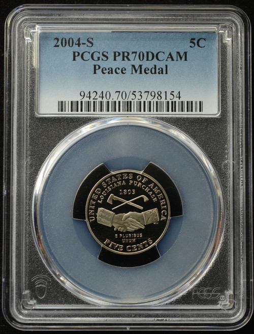 2004-S Jefferson Nickel – PCGS PR70DCAM – Peace Medal – Proof