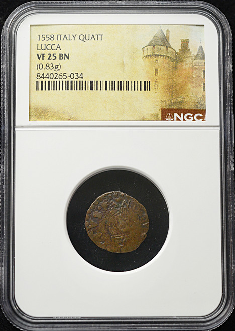 1558 Italy – Lucca Quattrino – PCGS VF25 BN