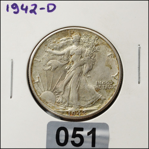 1942-D Walking Liberty Half Dollar – 90% Silver – Ungraded Coin