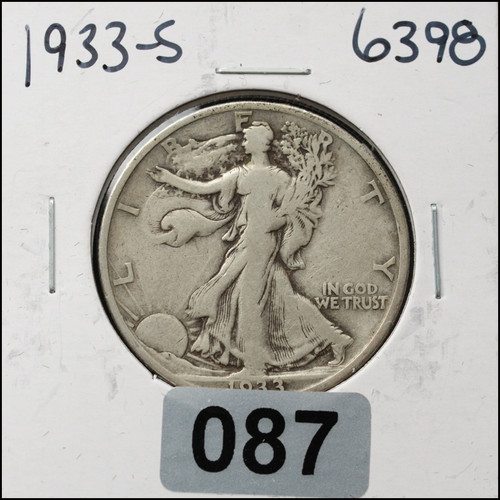 1933-S Walking Liberty Half Dollar – 90% Silver – Ungraded Coin