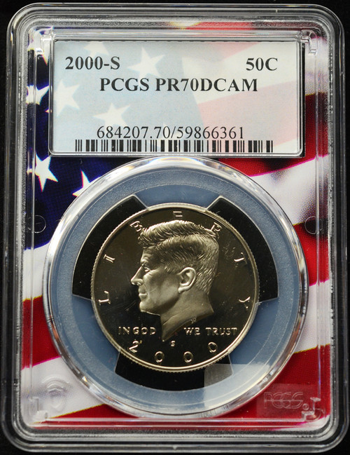 2000-S PCGS PR70DCAM Kennedy Half Dollar (Flag Label)