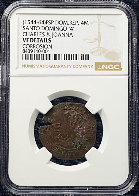 1544–1564 Dominican Republic 4 Maravedis – Santo Domingo Mint Charles & Joanna