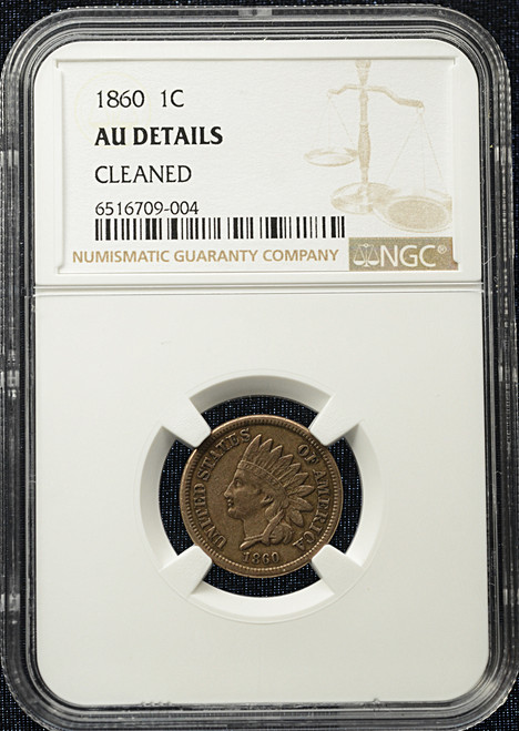 1860 Indian Head Cent NGC AU Details - Cleaned