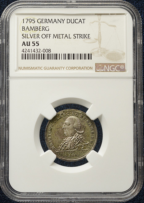 1795 Germany Bamberg Silver Off-Metal Strike Ducat - NGC AU 55 (Rare Numismatic Rarity)