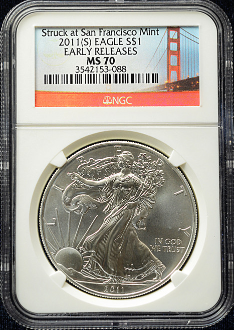 2011-S San Francisco Mint American Silver Eagle Early Releases - NGC MS 70