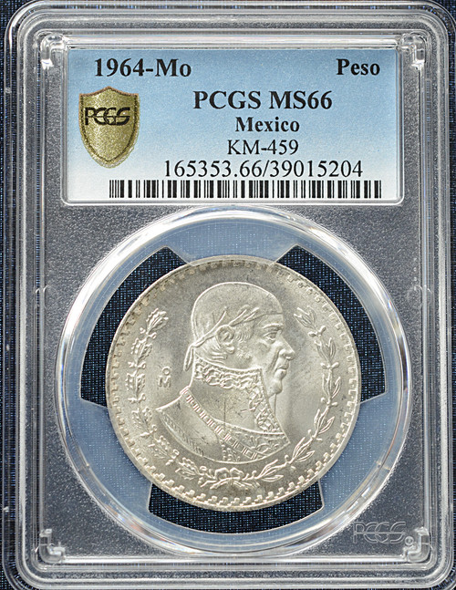 1964-Mo Mexico Silver Peso KM-459 – PCGS MS66 High Grade Certified