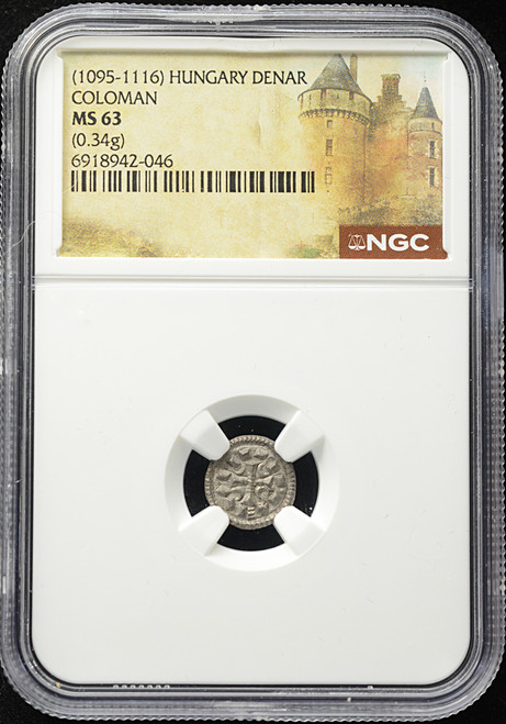 1095–1116 Hungary Coloman Silver Denar – NGC MS 63