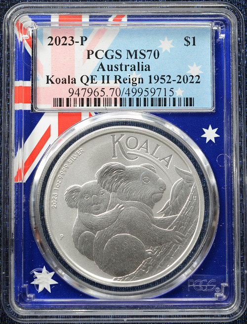 2023-P Australia $1 Koala QEII Reign 1952–2022 Silver – PCGS MS 70