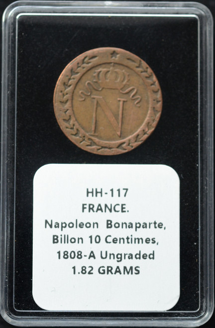 France – Napoleon I (Napoleon Bonaparte) Billon 10 Centimes – 1808-A (Paris Mint)