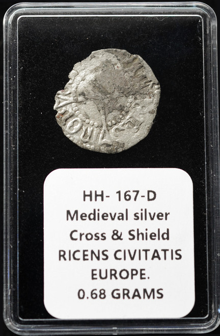 Medieval Europe Silver Denier – Cross & Shield Type RICENS CIVITATIS