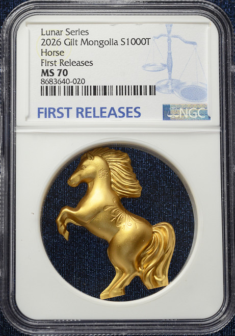 2026 Mongolia Gilt Horse 1000 Tögrög – NGC MS 70 First Releases
