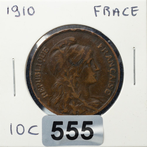 France 10 Centimes – 1910 – Bronze – VF Condition