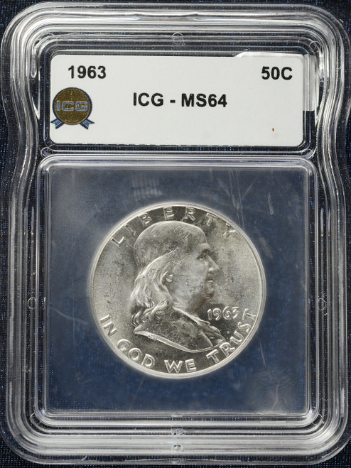 United States 1963 Franklin Half Dollar – ICG MS-64 – 90% Silver