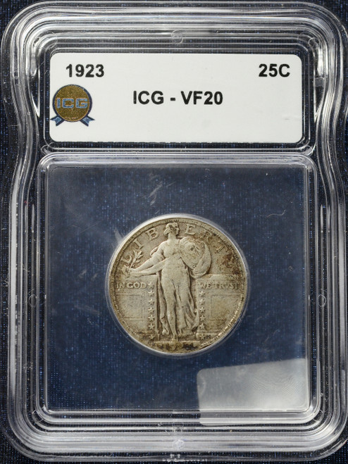 United States 1923 25¢ Standing Liberty Quarter – ICG VF-20 – 90% Silver
