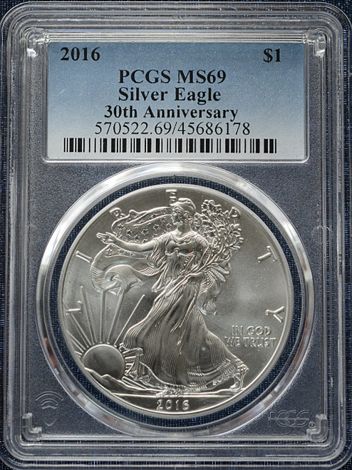 2016 $1 American Silver Eagle 30th Anniversary – PCGS MS 69