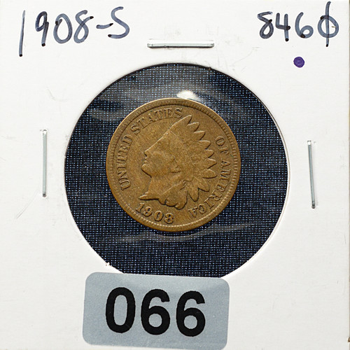 1908-S Indian Head Cent — Very Good Condition — Scarce San Francisco Issue