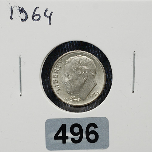 1964-D ROOSEVELT DIME — 90% SILVER