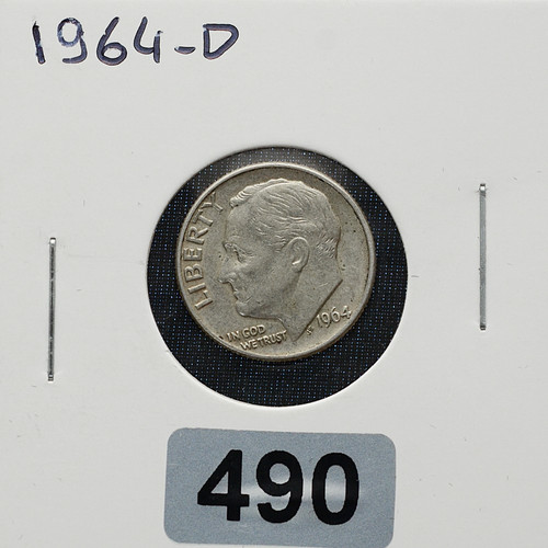 1964-D ROOSEVELT DIME — 90% SILVER
