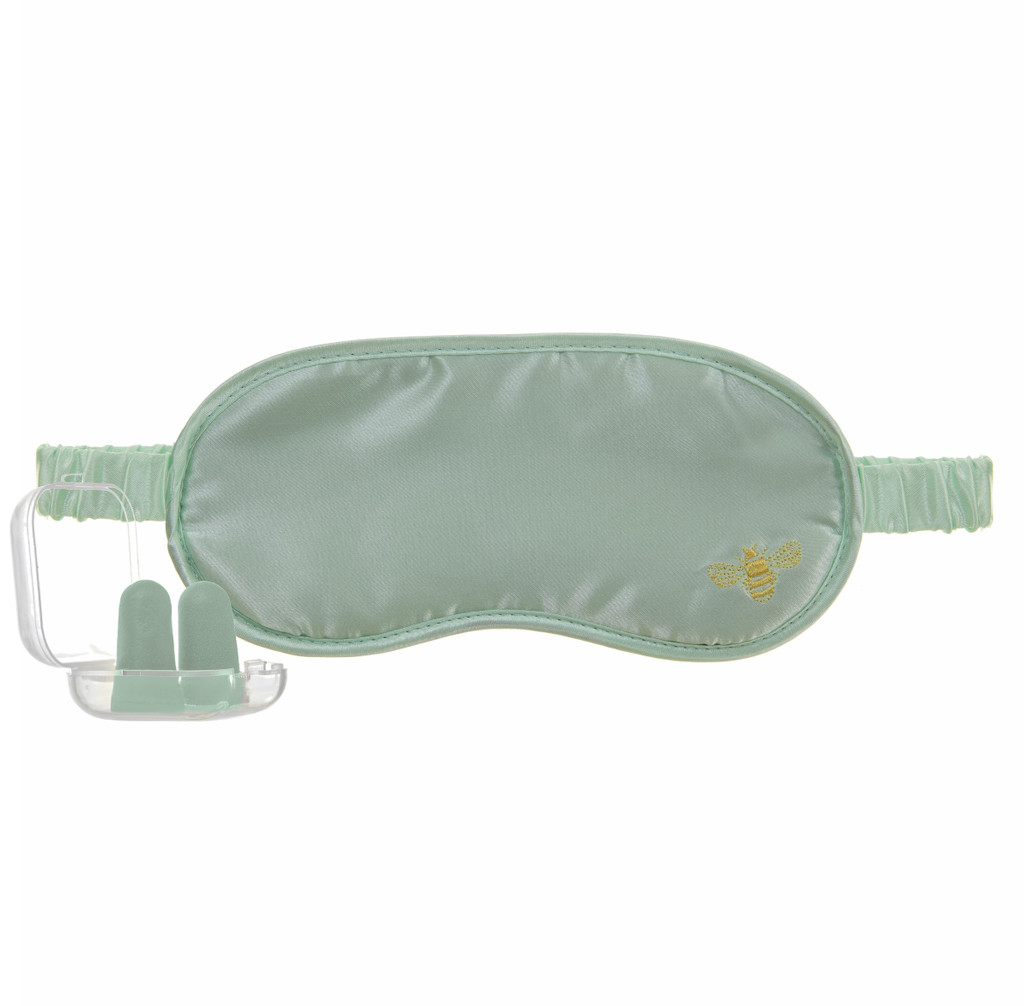 Summer Gold Bee Satin Eye Mask & Ear Plug Set Cleo