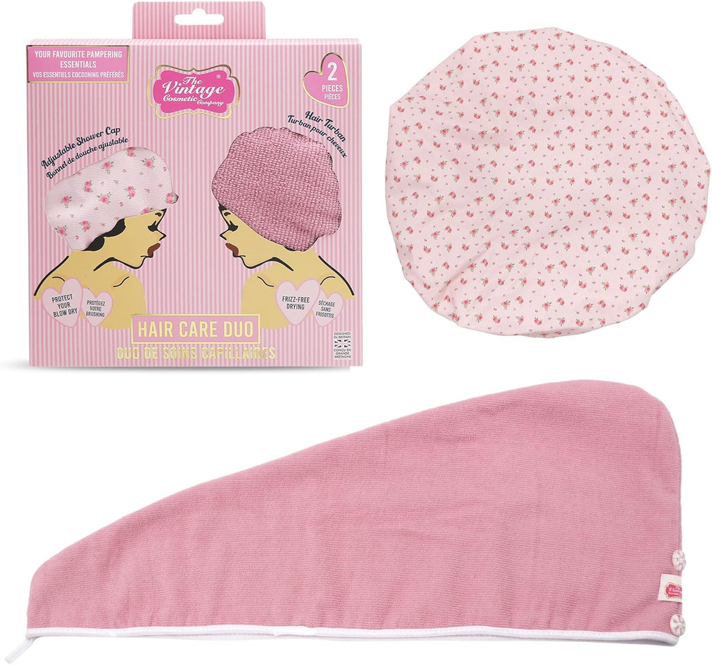 Vintage Cosmetics Co Shower Cap & Hair Turban Duo