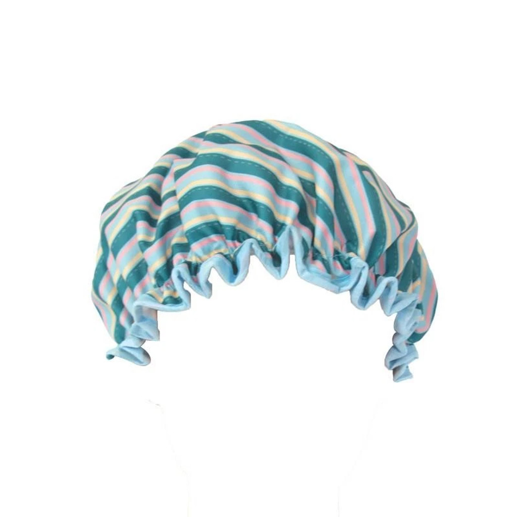 Danielle Teal Stripe Shower Cap