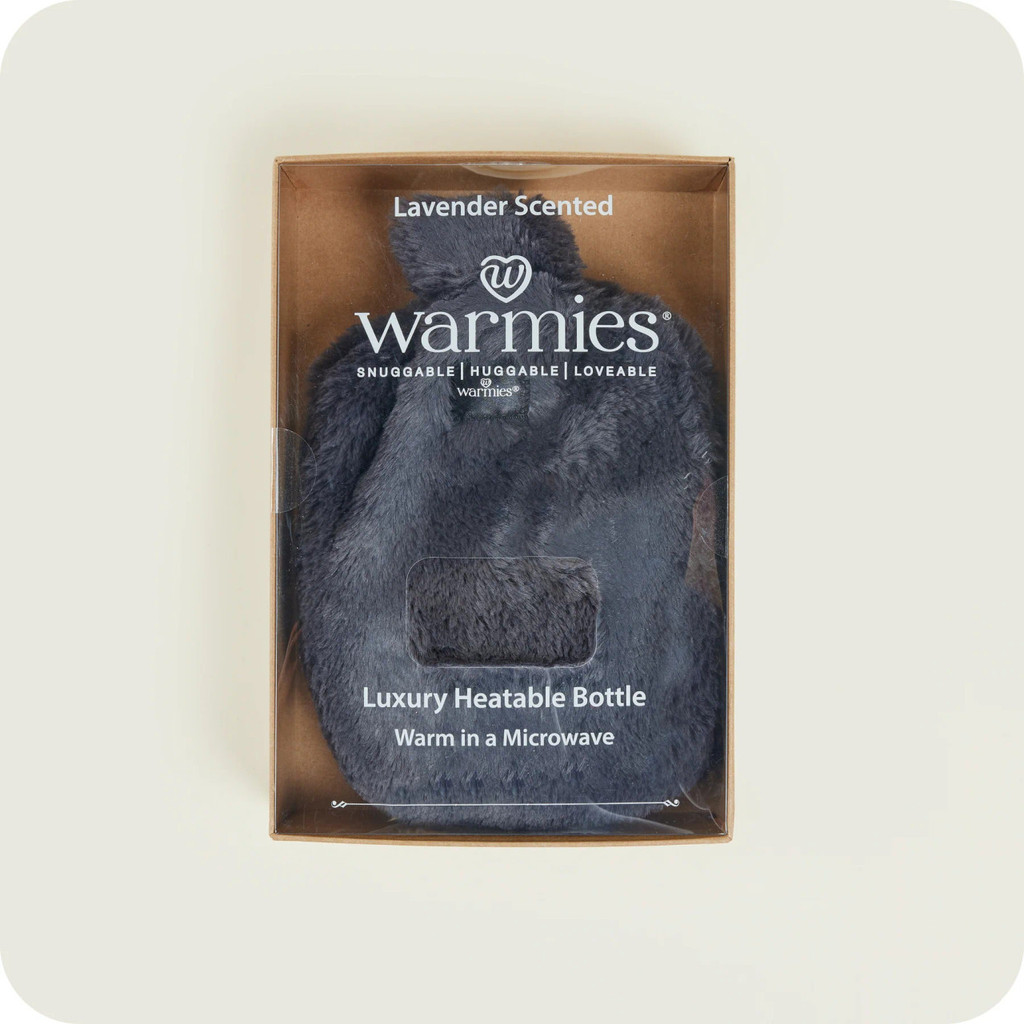Warmies Steel Luxury Faux Fur Lavender Scent Heatable Bottle