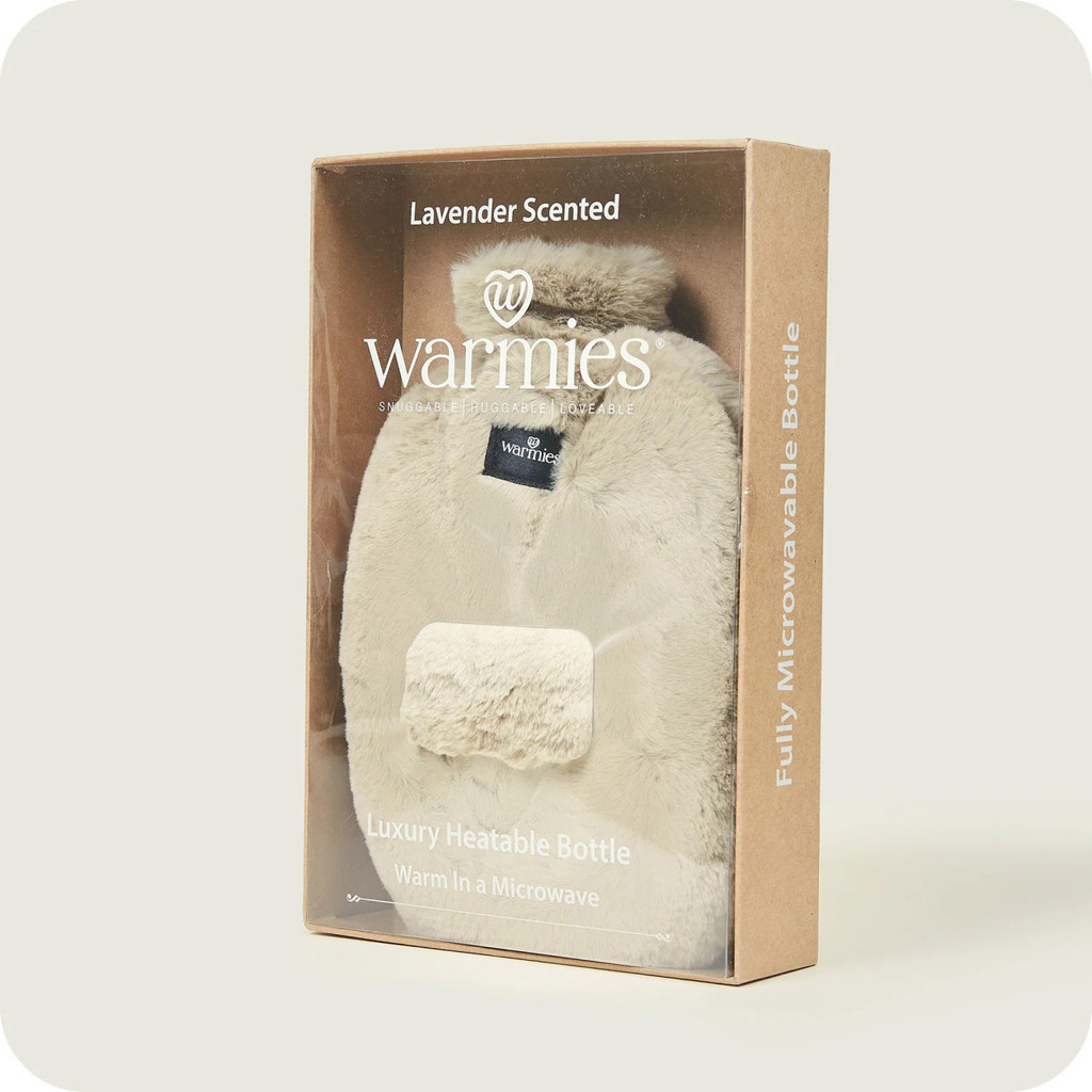 Warmies Latte Luxury Faux Fur Lavender Scent Heatable Bottle