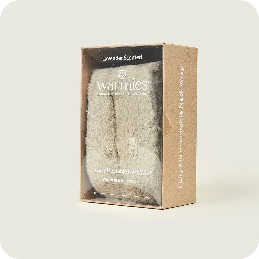 Warmies Latte Luxury Faux Fur Lavender Scent Heatable Neck Wrap