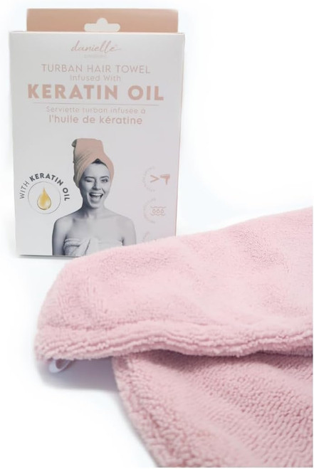 Danielle Keratin Oil Infused Pink Turban Hair Towel