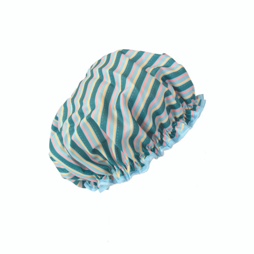 Danielle Teal Stripe Shower Cap