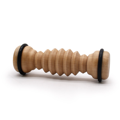 Small Wooden Roller Ribbed Foot Massager